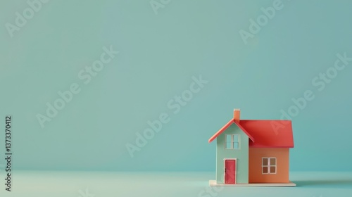 Wallpaper Mural Miniature house model on a plain colored background, ideal for adding text or graphics. Torontodigital.ca