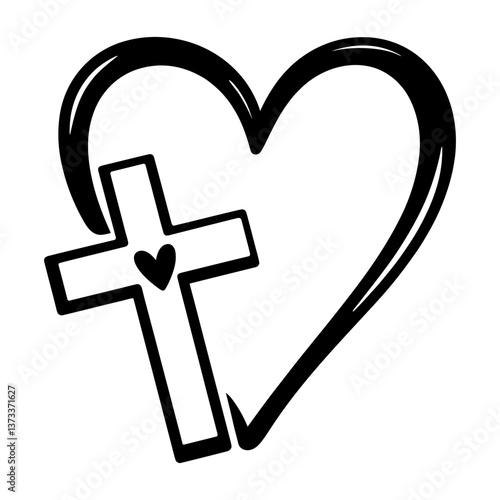 Heart and Cross Symbol