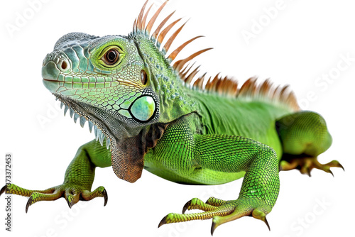 Wallpaper Mural green iguana reptile on white background Torontodigital.ca