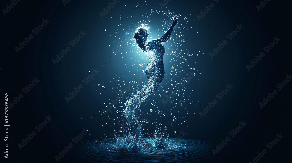 Naklejka premium Woman silhouette in water splash