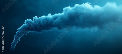 Smoke vapor pollution on dark blue background. Generative AI technology.	

