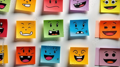 Set of funny colored stickers with different emotions