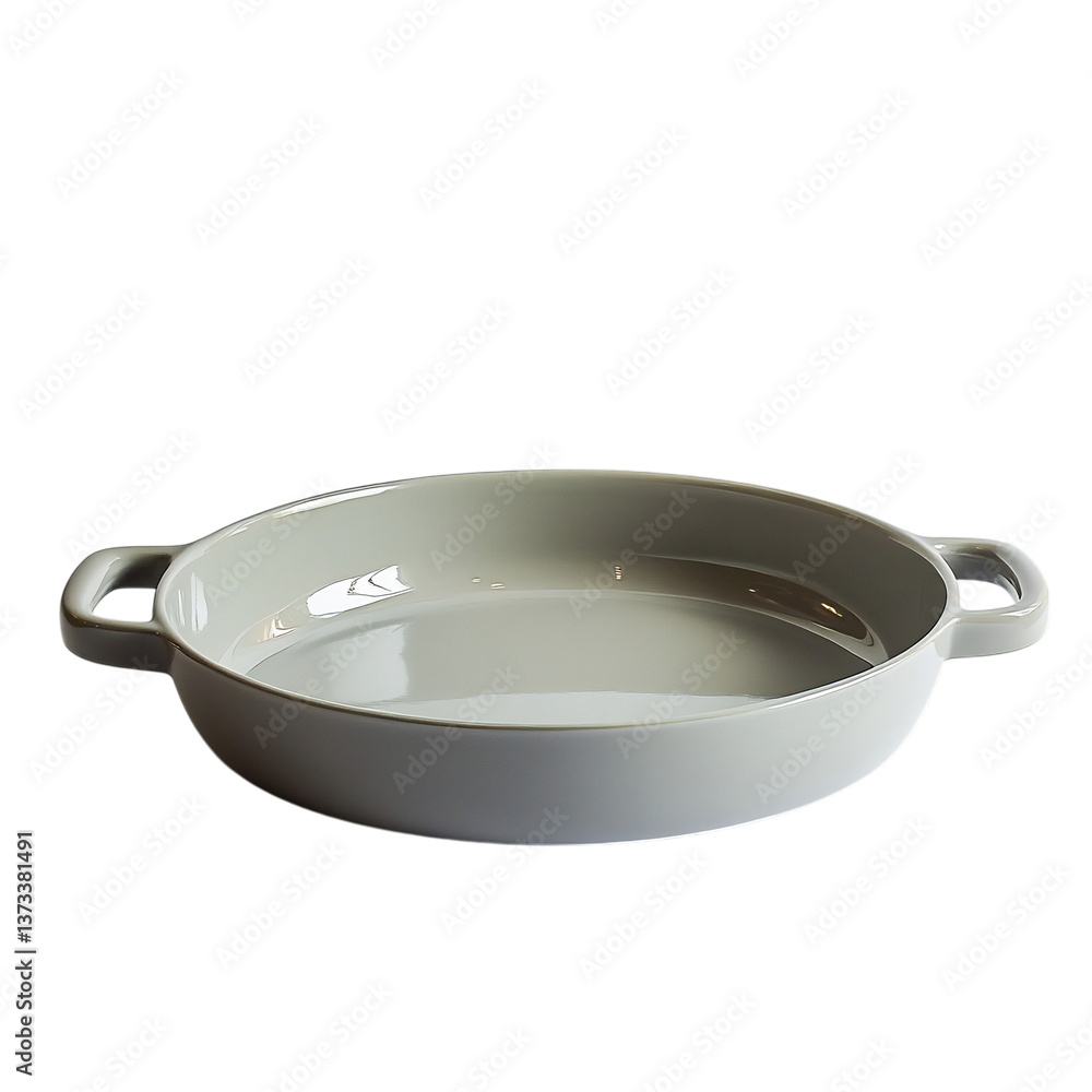 A Sleek Ceramic Baking Dish with Polished Glossy Finish Isolated on Transparent Background A Sleek Ceramic Baking Dish with Polished Glossy Finish Isolated on Transparent Background