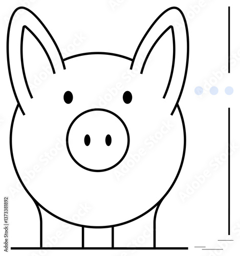 Front view of a piggy bank with simple outlines and a clean design. Ideal for savings, investments, economy, budgeting, financial security, kids education, modern design. Flat simple metaphor