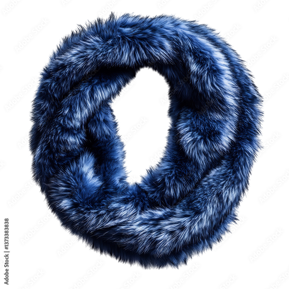 Faux Fur Scarf in Deep Blue with Fluffy Texture Isolated on Transparent Background Faux Fur Scarf in Deep Blue with Fluffy Texture Isolated on Transparent Background