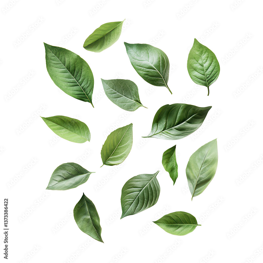 Emerald Leaves: A captivating collection of vibrant emerald leaves, each showcasing intricate details and fresh vitality, float gently. Emerald Leaves: A captivating collection of vibrant emerald leaves, each showcasing intricate details and fresh vitality, float gently.