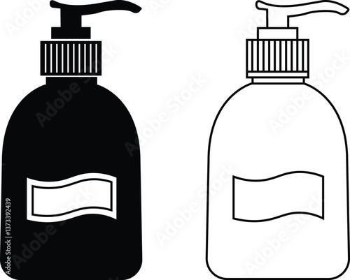 Cosmetic packaging mockup icon set. Silhouettes cosmetic products template flat and line vector collection isolated on transparent background. Symbol for beauty product sign web and app.
