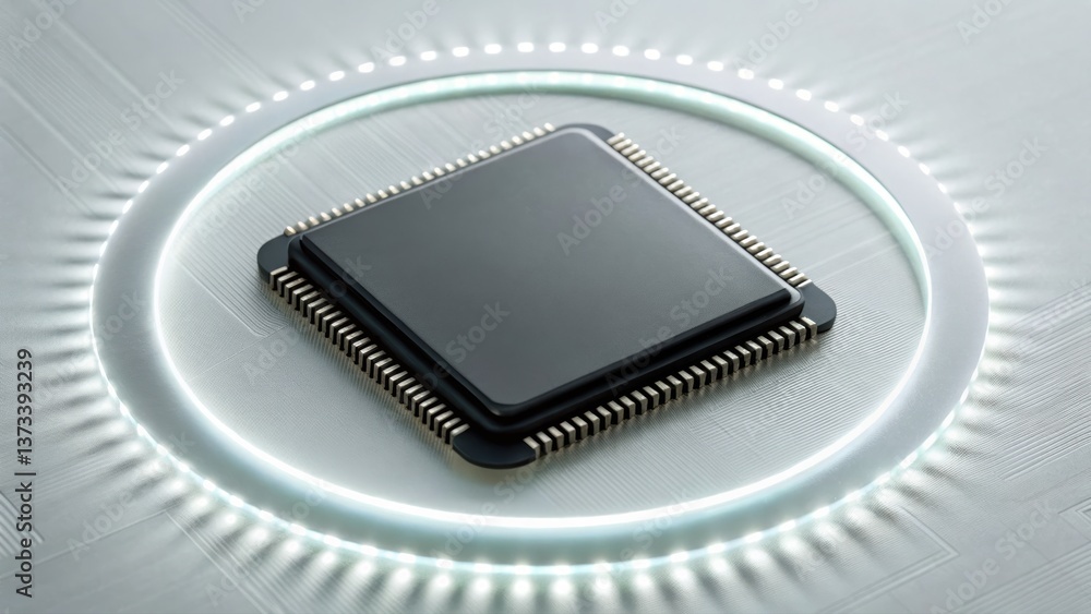 A premium designed microprocessor ai chip encircled by a glowing light showcasing advanced tech A premium designed microprocessor ai chip encircled by a glowing light showcasing advanced tech