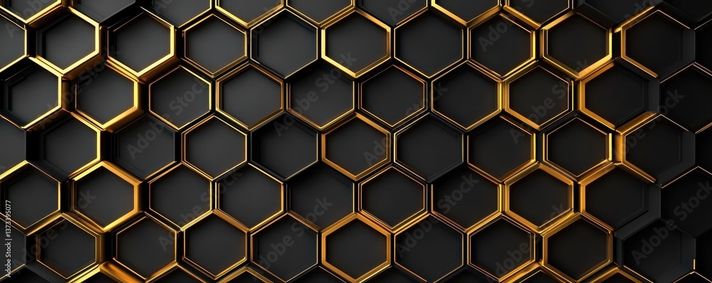 Close-up view of intricate gold honeycomb pattern in modern art Close-up view of intricate gold honeycomb pattern in modern art