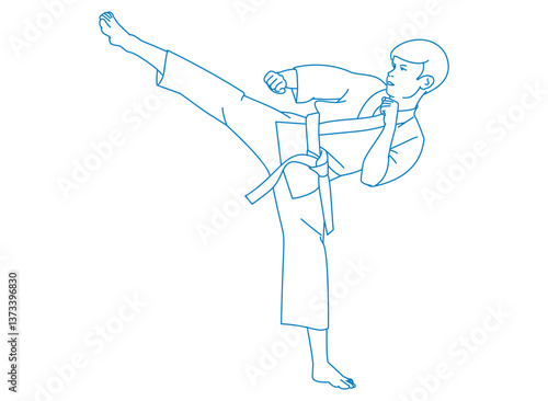 boy practicing karate