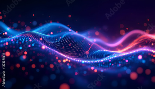 Wallpaper Mural A dynamic abstract wave of glowing dots and light trails, symbolizing the future of AI, big data, and digital innovation. Torontodigital.ca