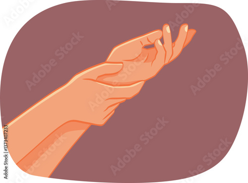 Hands with a Painful Wrist Sore to Touch Vector Illustration. Person suffering from a rheumatoid condition or some orthopedic injury 
