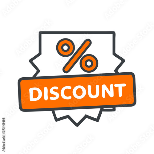 Discount badge with percentage symbol in vibrant colors  