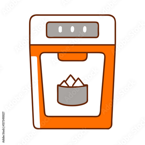 Ice maker appliance with ice cubes in modern design  