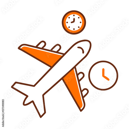 Airplane symbolizing jet lag with clocks  