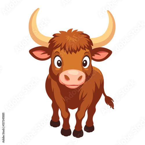 Cartoon bull with serious face on transparent background
