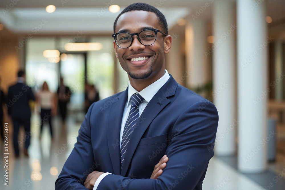 Fototapeta premium man in a suit and tie standing with his arms crossed