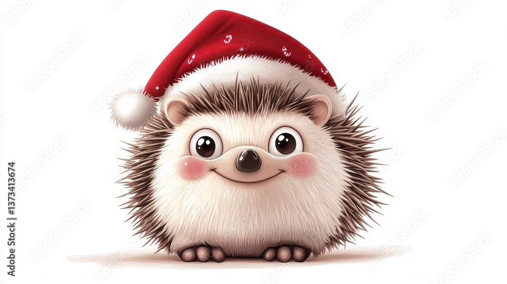 Cute Hedgehog in Santa Hat Cute Hedgehog in Santa Hat