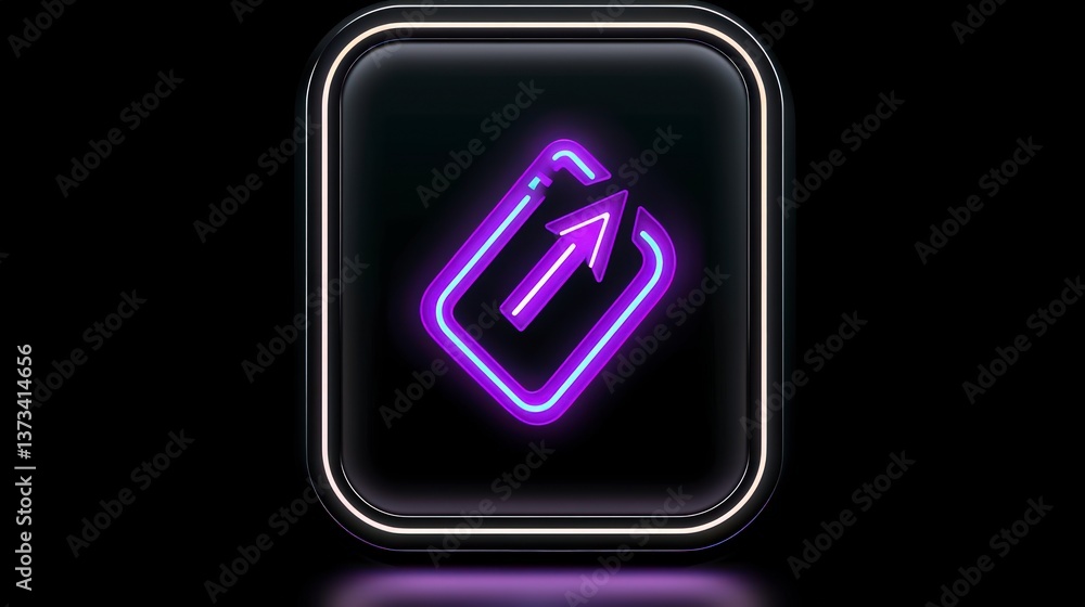 Futuristic Neon App Icon Upload Navigation GPS Rerouting Futuristic Neon App Icon Upload Navigation GPS Rerouting