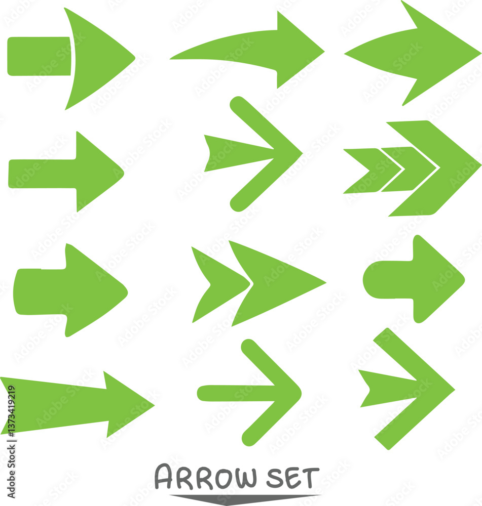 set of green arrows set of green arrows