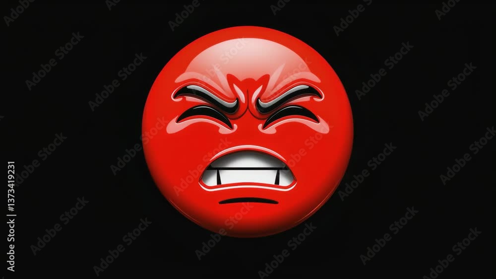 Showing Red Angry Face on Black Background Close Up View Showing Red Angry Face on Black Background Close Up View