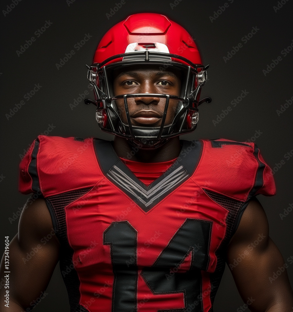 American football sportsman player in helmet on black background. Sport and motivation. Team sports American football sportsman player in helmet on black background. Sport and motivation. Team sports
