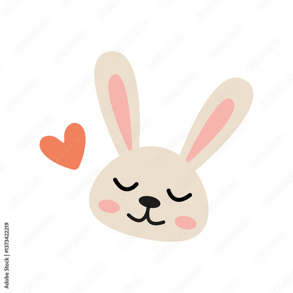 Cute cartoon rabbit with a heart in a cheerful design for kids Cute cartoon rabbit with a heart in a cheerful design for kids