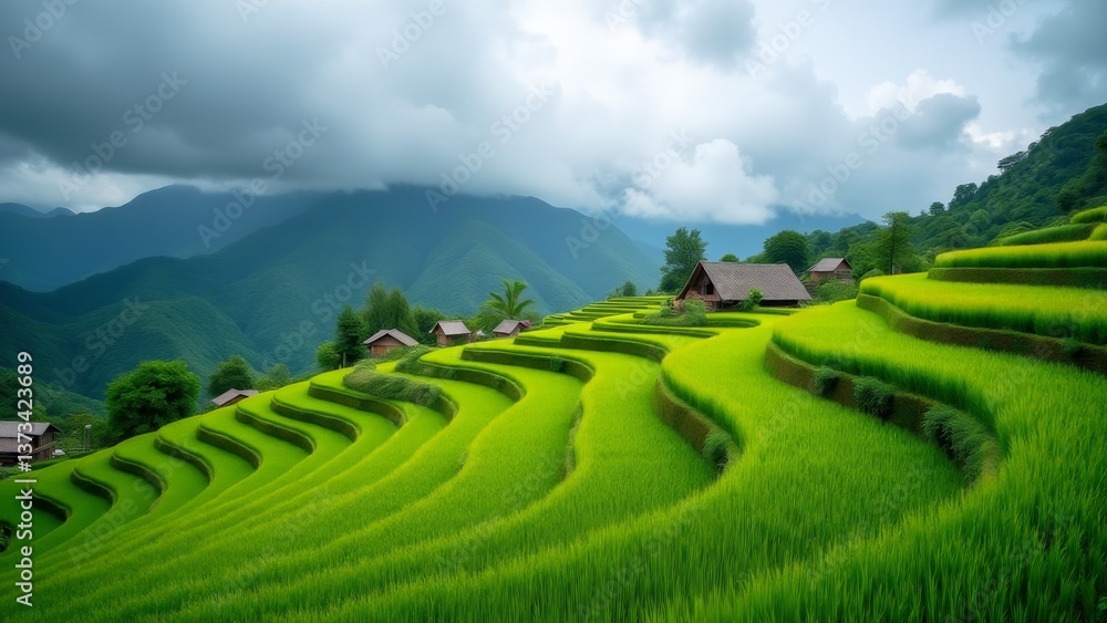 Fototapeta premium Lush Rice Terraces In Sapa Vietnam