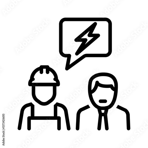 Vector black line icon for Labour disputes