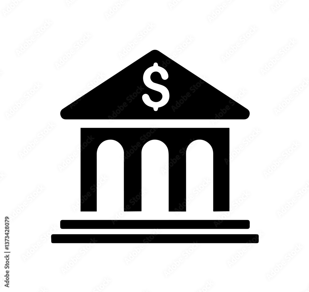 Bank building with a triangular roof, dollar sign at the center, and three supporting columns, financial institutions, money deposits, investment security, and economic transactions.
Bank building with a triangular roof, dollar sign at the center, and three supporting columns, financial institutions, money deposits, investment security, and economic transactions.