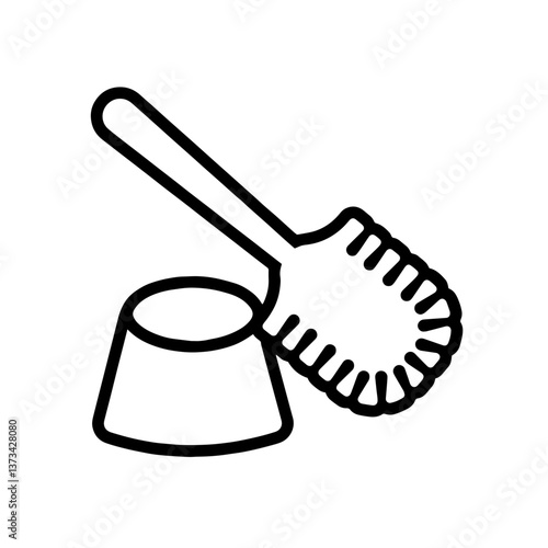 Toilet brush with long handle, round bristles, and a holder with cleaning solution, bathroom hygiene and cleanliness essentials. Cleaning Tool for Bathroom Hygiene


