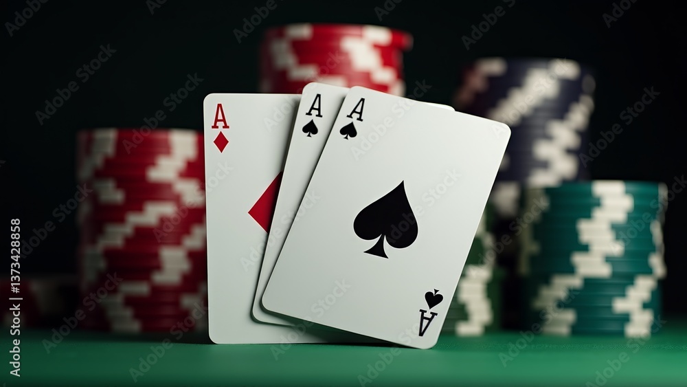Obraz premium Two Aces Playing Cards With Chips