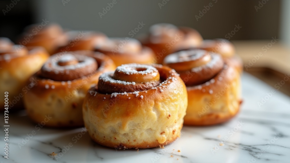 Fresh Cinnamon Rolls On Marble Board Fresh Cinnamon Rolls On Marble Board