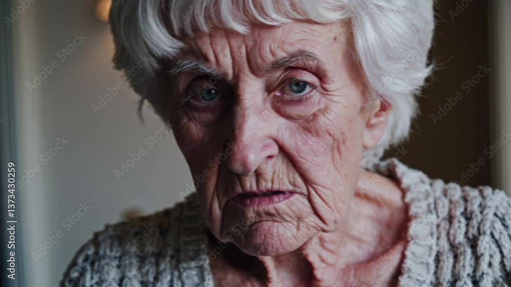 Elderly woman's expressive journey through thoughtful reflection and emotional depth Elderly woman's expressive journey through thoughtful reflection and emotional depth
