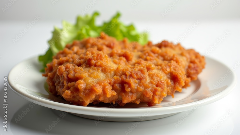 Breaded Pork Cutlet With Lettuce Garnish Breaded Pork Cutlet With Lettuce Garnish