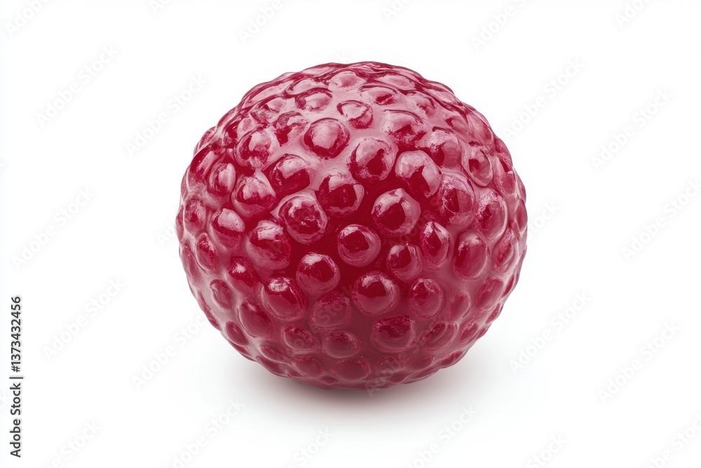 Single Fresh Raspberry Close-up Isolated on White Background Ready to Eat Single Fresh Raspberry Close-up Isolated on White Background Ready to Eat