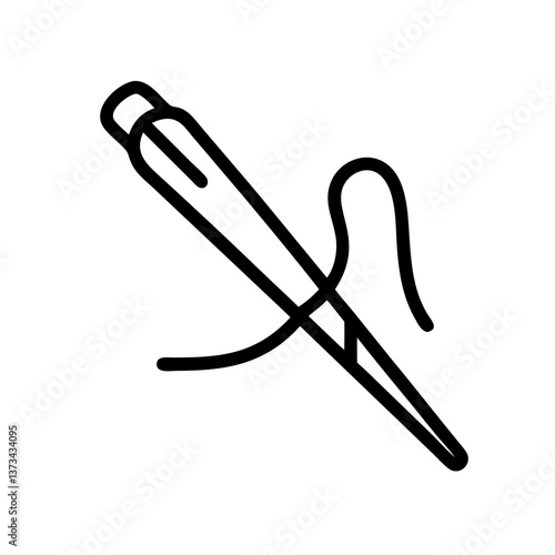 Suture Needle Icon in Minimalist Style on Clear Background  