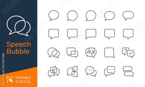 Speech bubble thin line icons. Editable stroke. Pixel perfect.