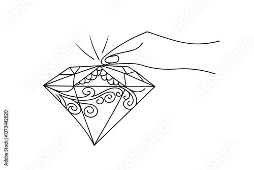 Adobe Ill Elegant Hand Picking a Sparkling Ornate Diamond Gemstone