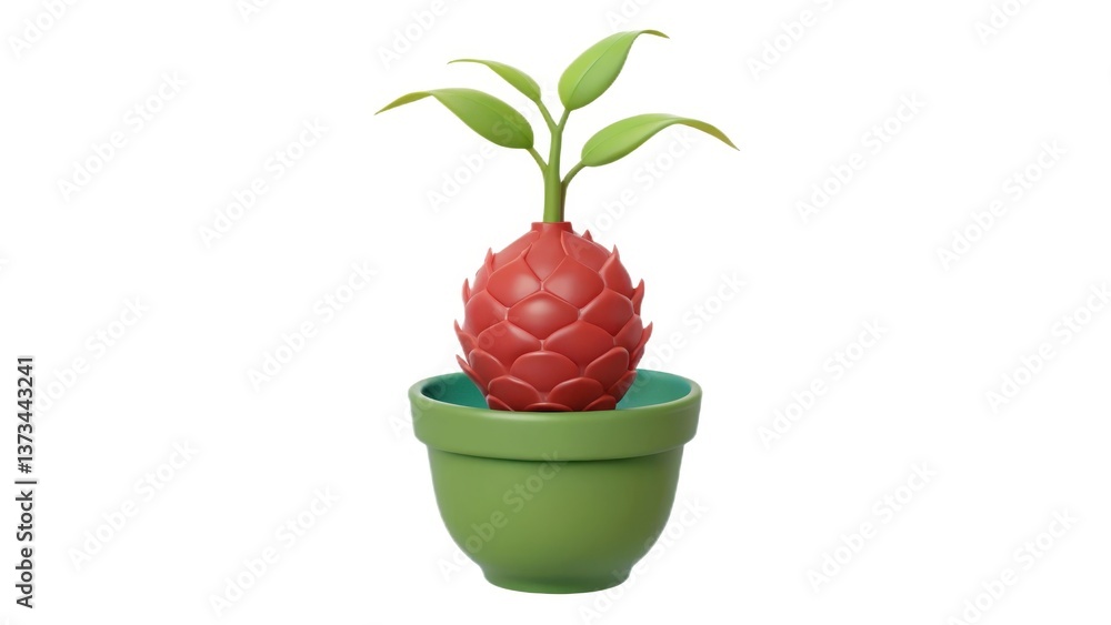 Fototapeta premium Colorful plant in a green pot with a unique design.