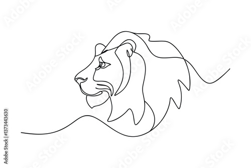 Majestic Lion Head, Single Line Drawing, Wildlife Art, Elegant Design