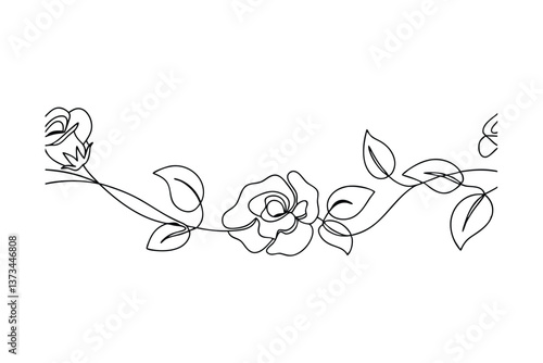 Elegant SingleLine Rose Vine Floral Design Illustration Art