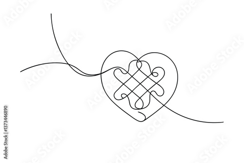 Continuous Line Art Heart Celtic Knot Love Design Drawing