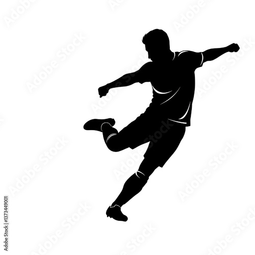 man soccer player hits the ball  silhouette 