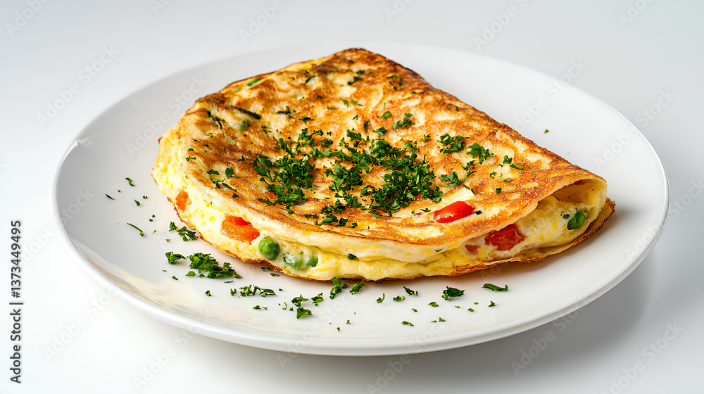 dish portrait of a fluffy omelets with herbs and vegetables ultra-sharp dish portrait of a fluffy omelets with herbs and vegetables ultra-sharp