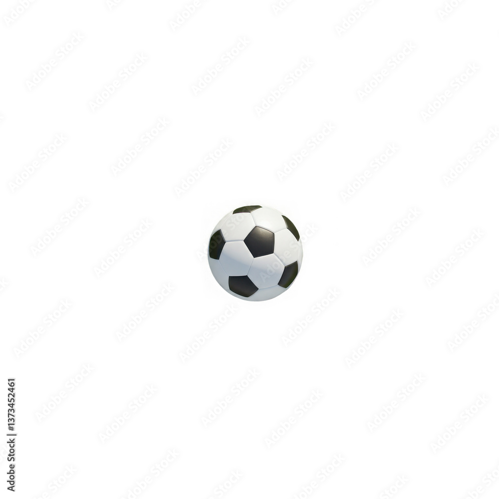 Isolated soccer ball with black and white panels floating in a dark and empty space background Isolated soccer ball with black and white panels floating in a dark and empty space background