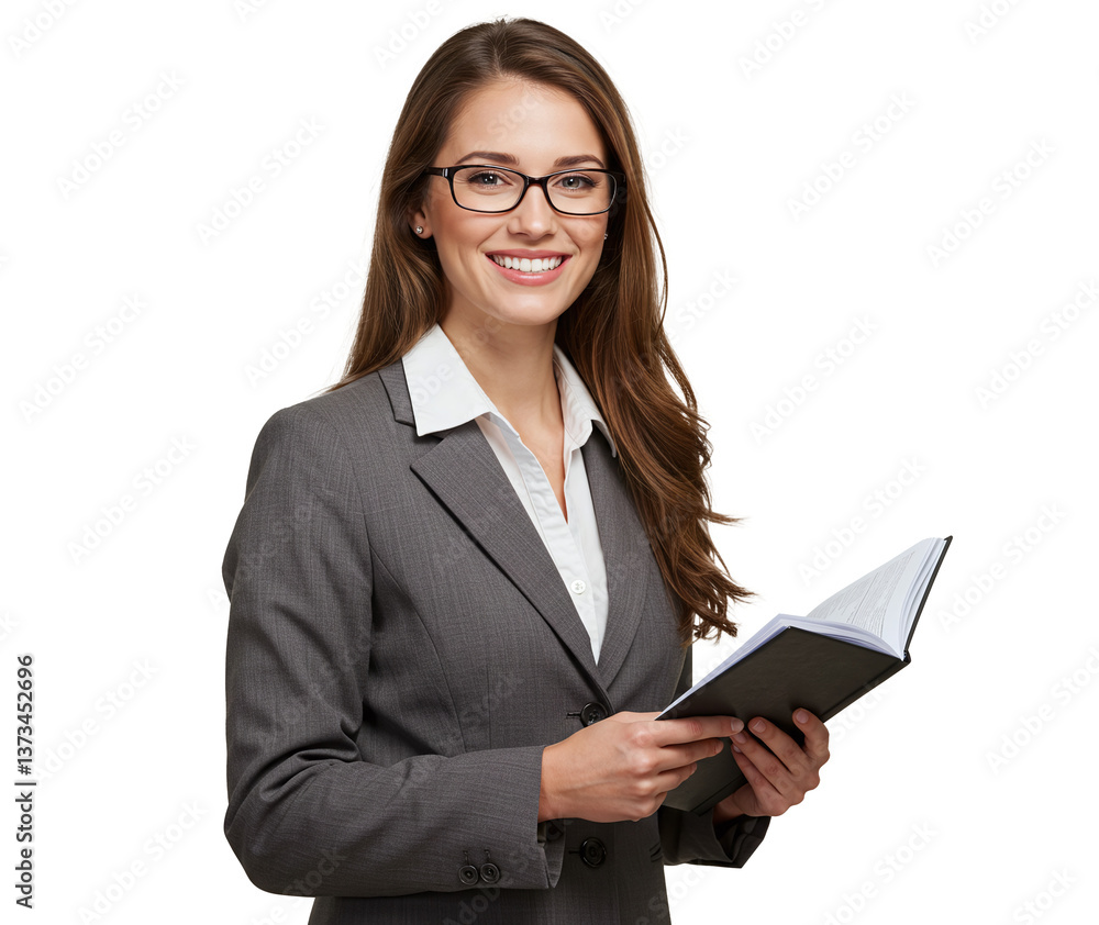 Smiling businesswoman holding a notebook Smiling businesswoman holding a notebook