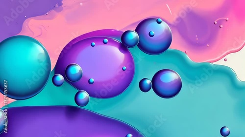 Abstract Bubbles Composition: A captivating abstract composition of iridescent bubbles in a vibrant color palette, reflecting light and creating a sense of fluid motion.