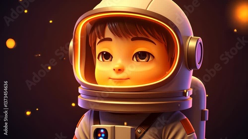 Cosmic Explorer: A captivating portrait of a child astronaut, bathed in the soft glow of space, ready for an extraordinary adventure, evokes a sense of wonder. 