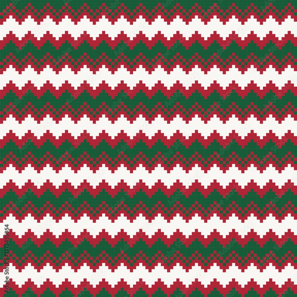 Red Chevron Fair Isle Seamless Pattern Design Red Chevron Fair Isle Seamless Pattern Design